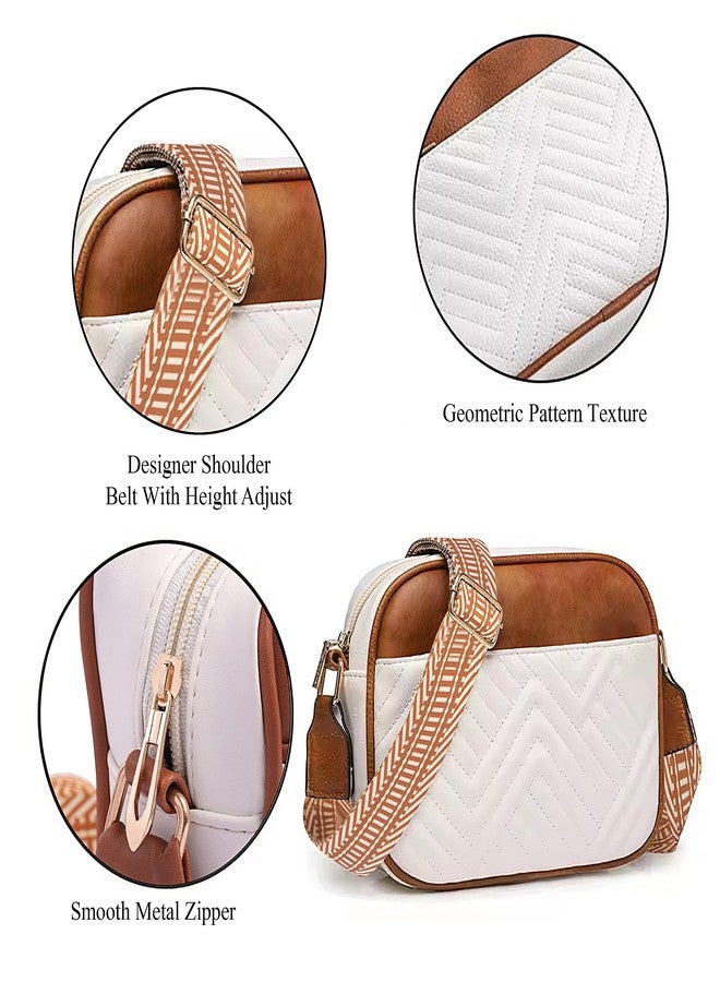 ADISA Women's Girls Color Block Cross Body Sling Bag with Printed Belt (SL5150-WHI) - Image 5
